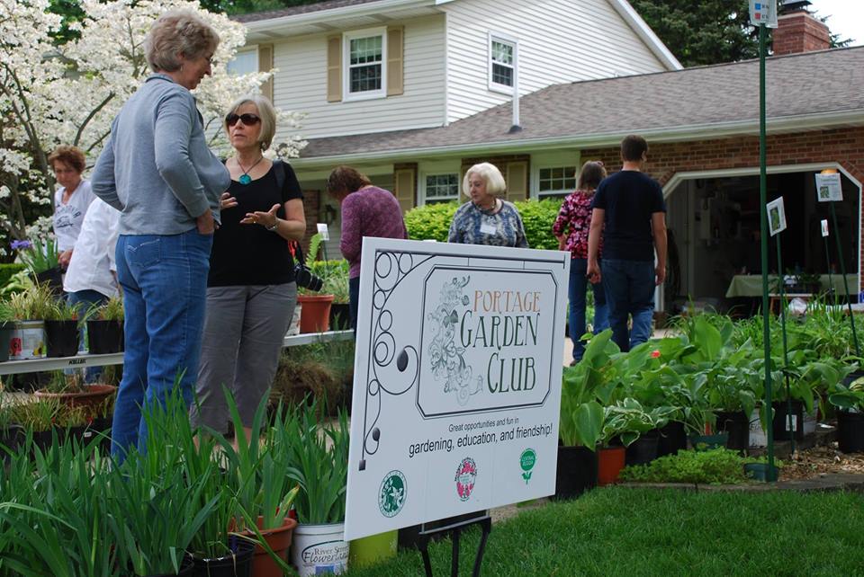 Plant Sale with sign Portage Garden Club